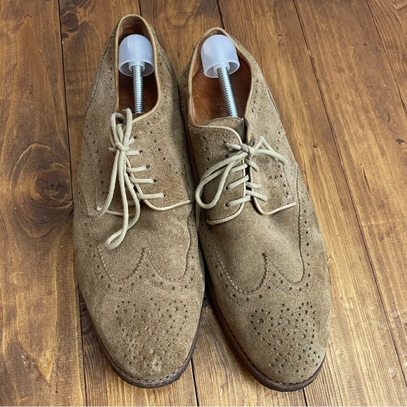 Peter Millar suede tan wingtip Oxford shoes gum soles Mens size 11 - Picture 2 of 10